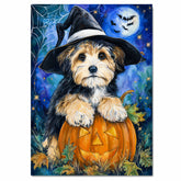 Havanese Dog Fall Thanksgiving Painting Gift for Fall Seasonal Home Decorations Canvas for Dog Lover on Ready to Hang 1.5" Thick Canvas Wrap, Floating Framed Canvas, Flat Rolled Canvas
